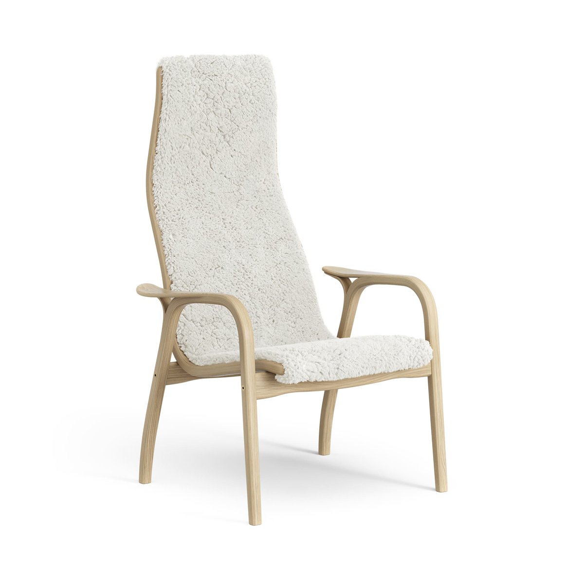 Swedese Lamini children's arm chair laquered oak/sheep skin Off white (white)