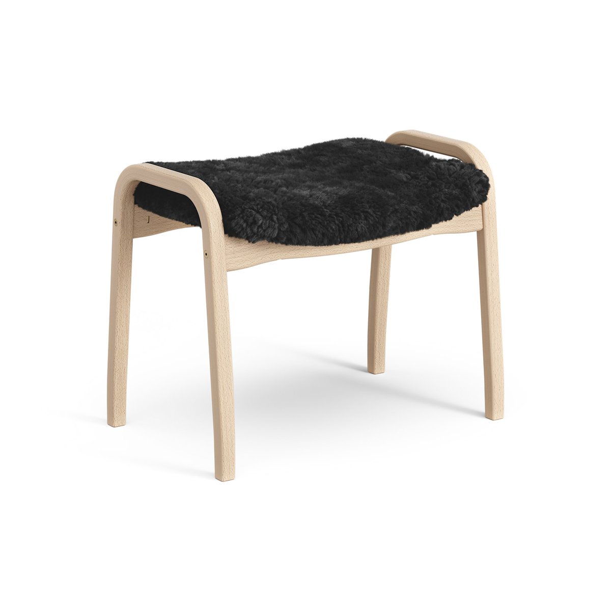 Swedese Lamini children's foot stool laquered beech/sheep skin Black (black)