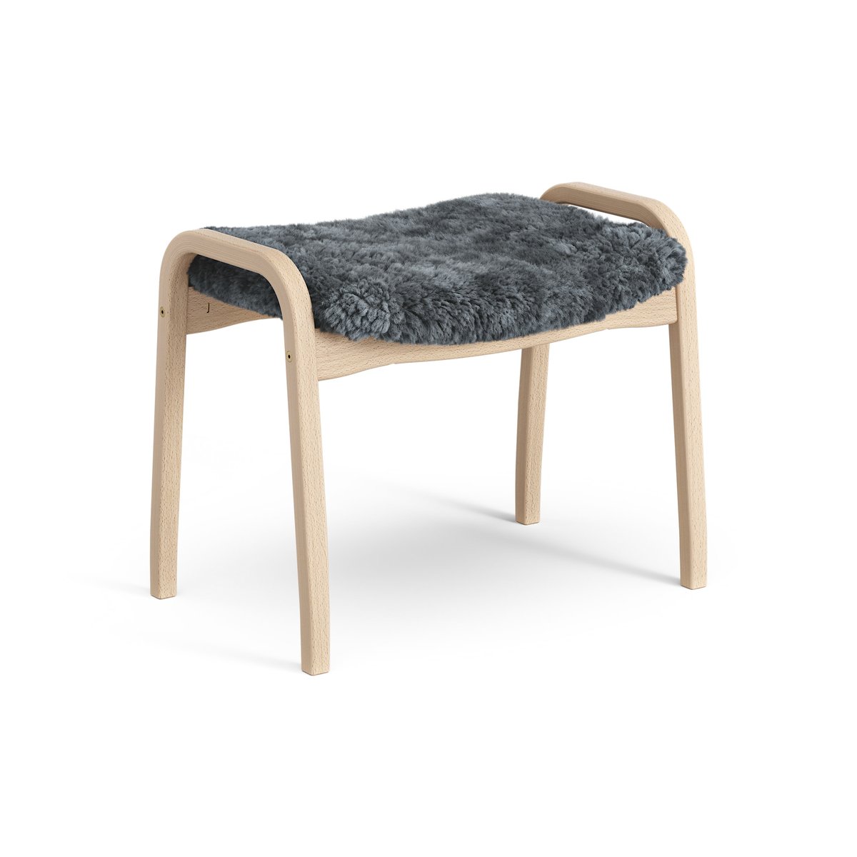 Swedese Lamini children's foot stool laquered beech/sheep skin Charcoal (dark grey)