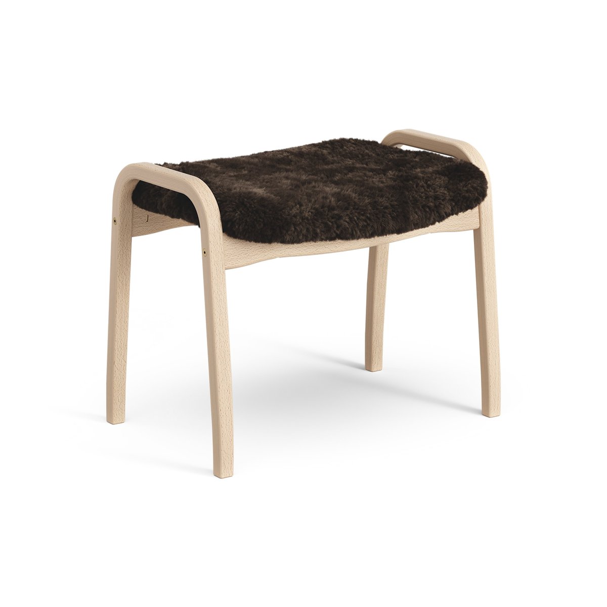 Swedese Lamini children's foot stool laquered beech/sheep skin Espresso (brown)