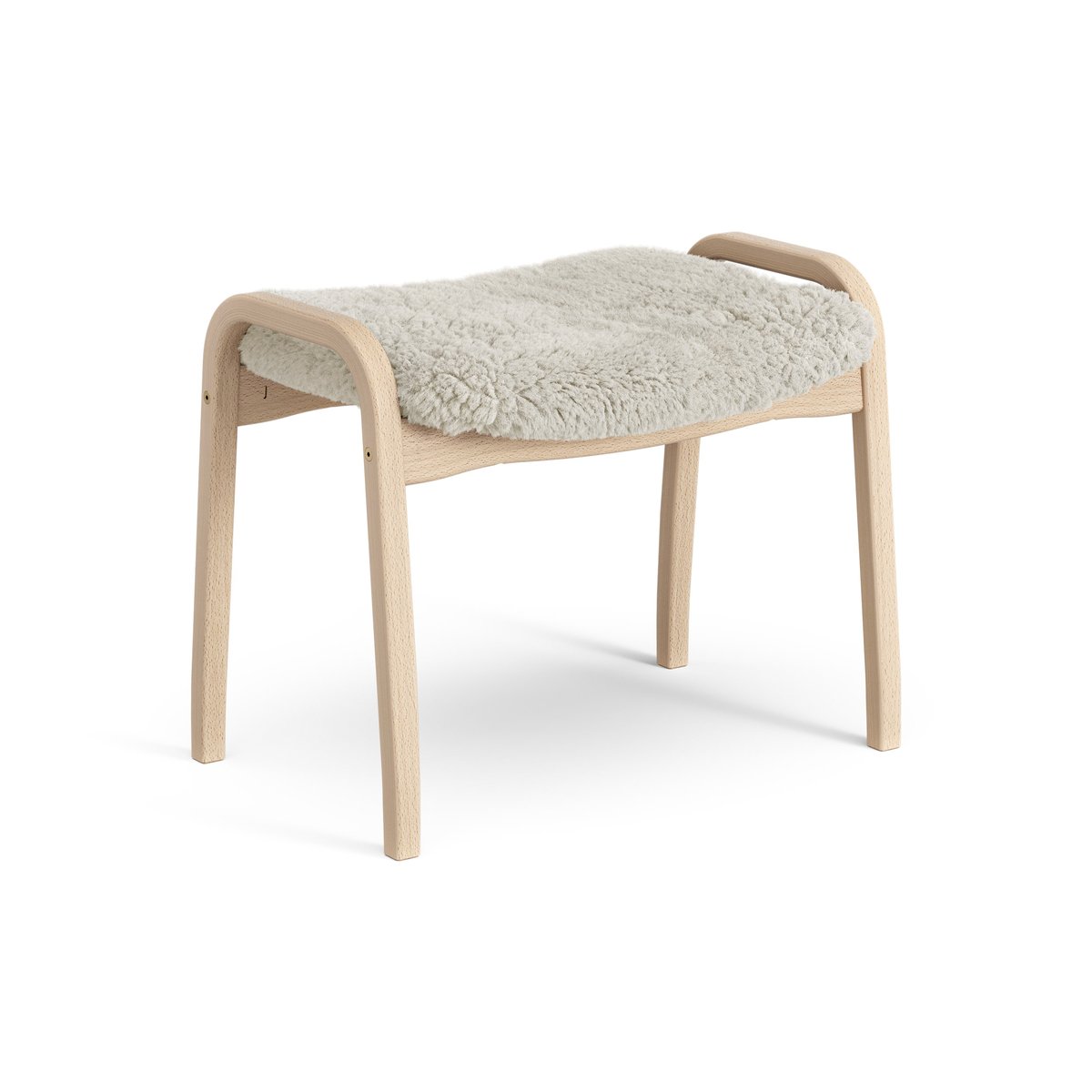 Swedese Lamini children's foot stool laquered beech/sheep skin Moonlight (beige)