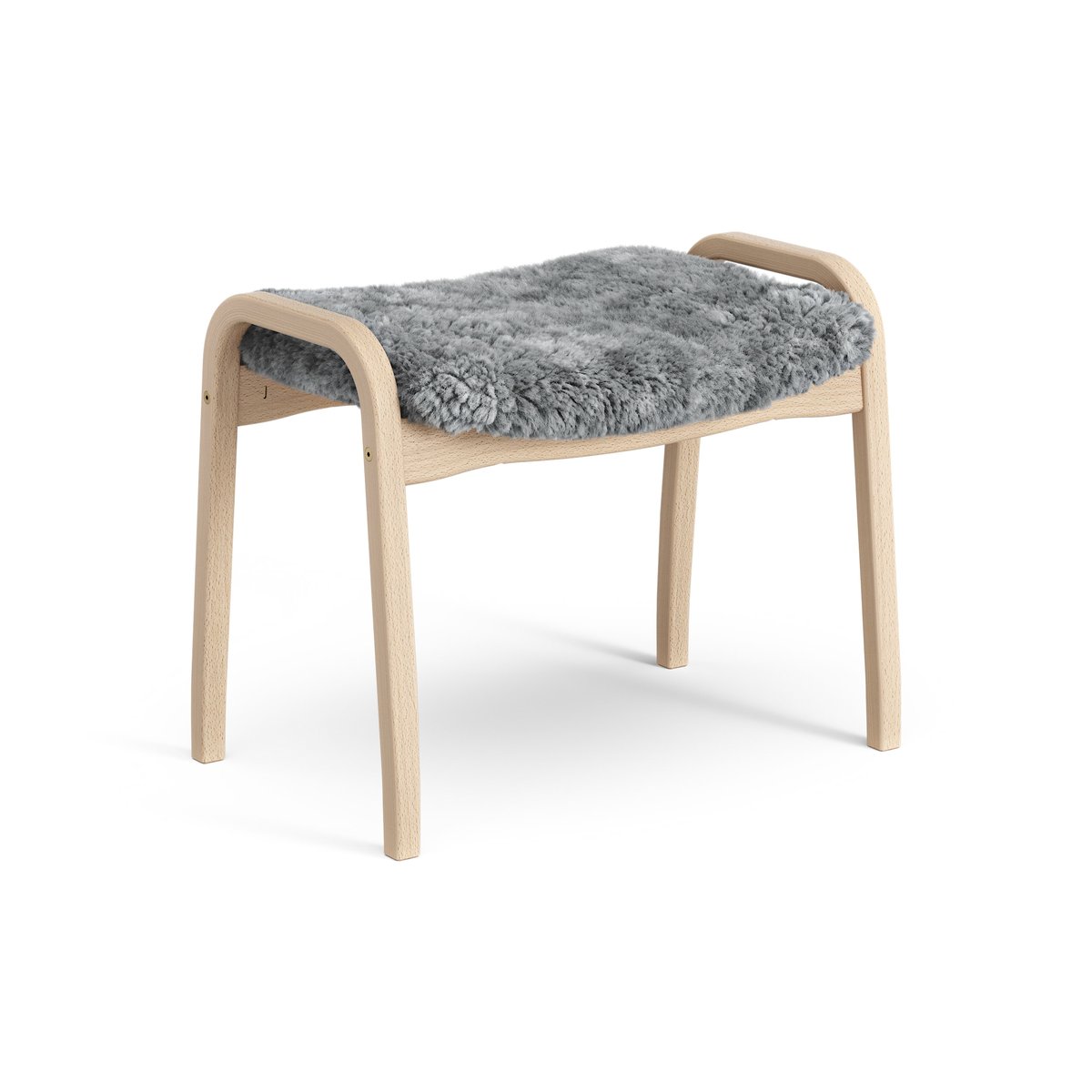 Swedese Lamini children's foot stool laquered beech/sheep skin Scandinavian Grey (grey)