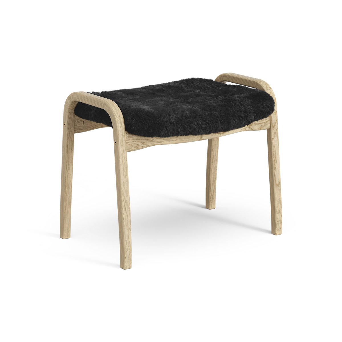 Swedese Lamini children's foot stool laquered oak/sheep skin Black (black)