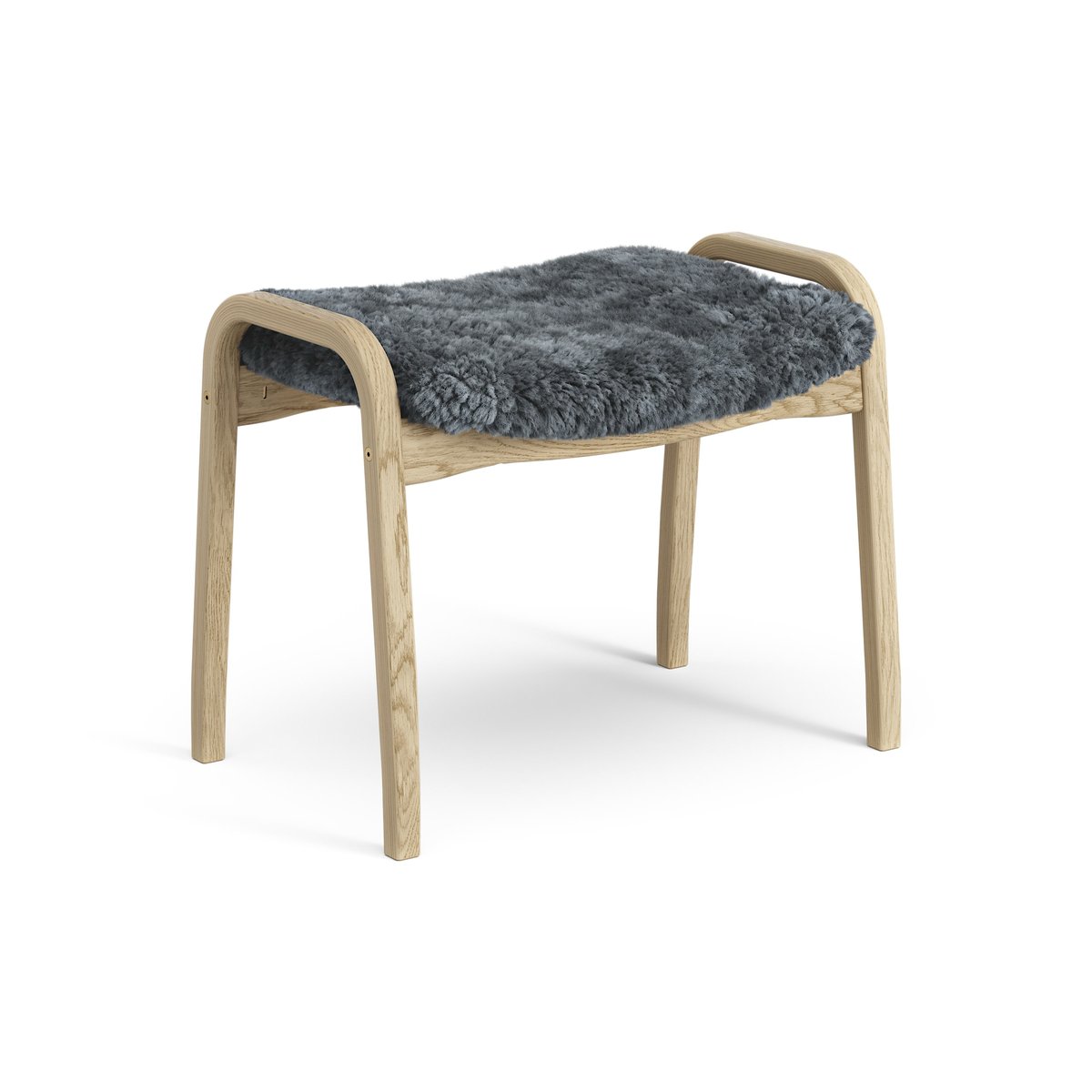 Swedese Lamini children's foot stool laquered oak/sheep skin Charcoal (dark grey)