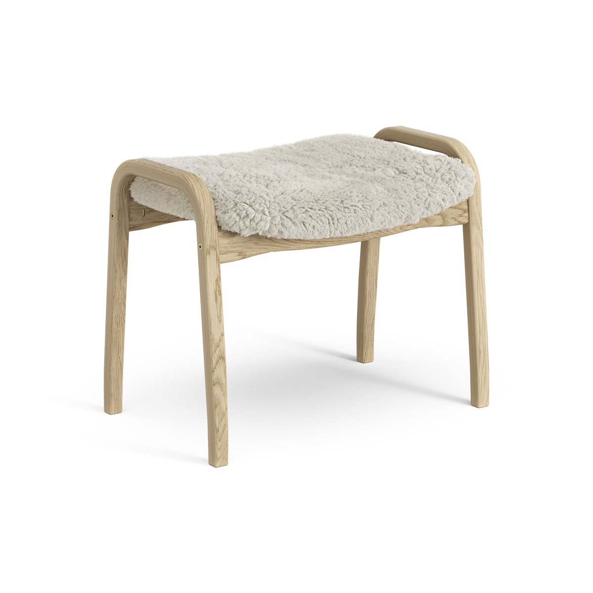 Swedese Lamini children's foot stool laquered oak/sheep skin Moonlight (beige)