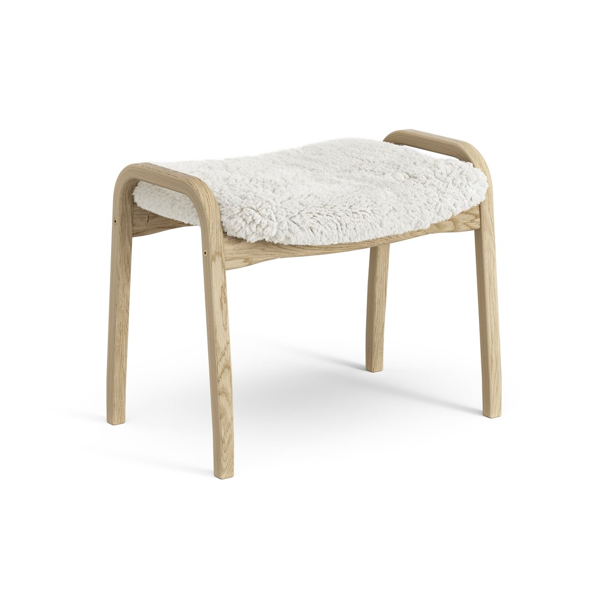 Swedese Lamini children's foot stool laquered oak/sheep skin Off white (white)