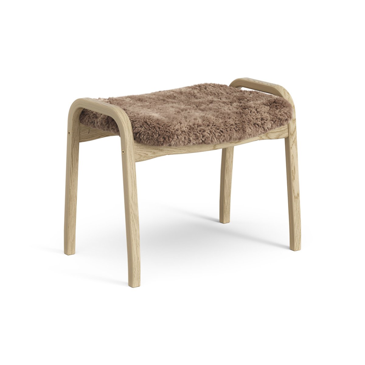 Swedese Lamini children's foot stool laquered oak/sheep skin Sahara (nougat brown)