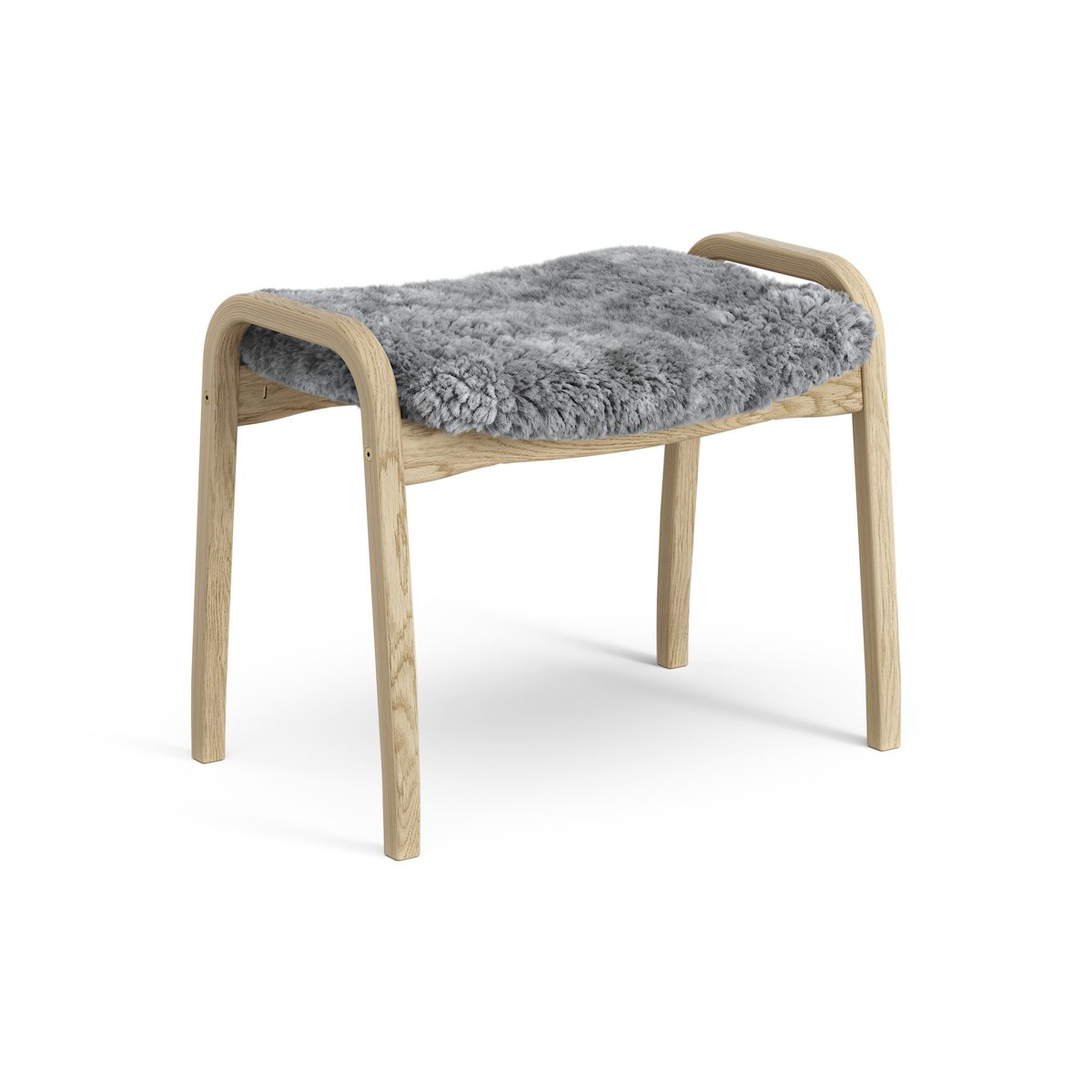 Swedese Lamini children's foot stool laquered oak/sheep skin Scandinavian Grey (grey)