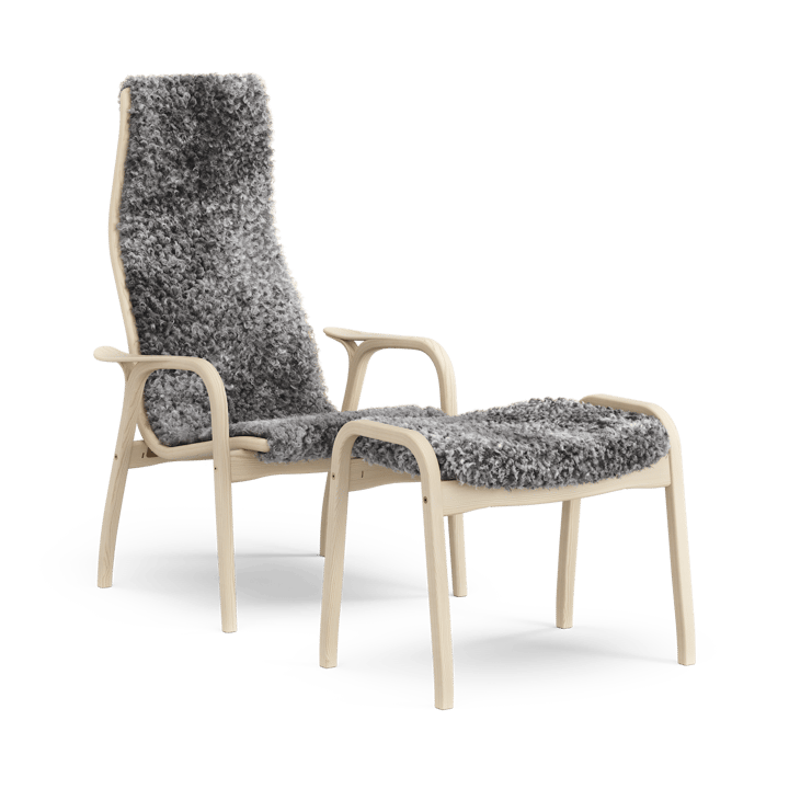 Lamino Anniversary Edition armchair and footstool - White pine-Gotlandic sheepskin - Swedese