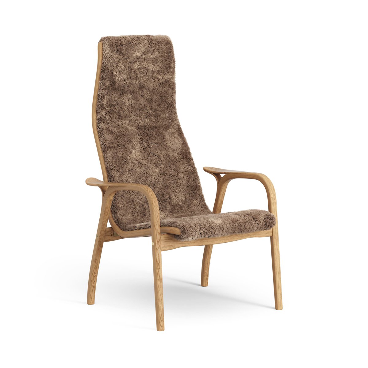 Swedese Lamino arm chair oiled oak/sheep skin Sahara (nougat brown)