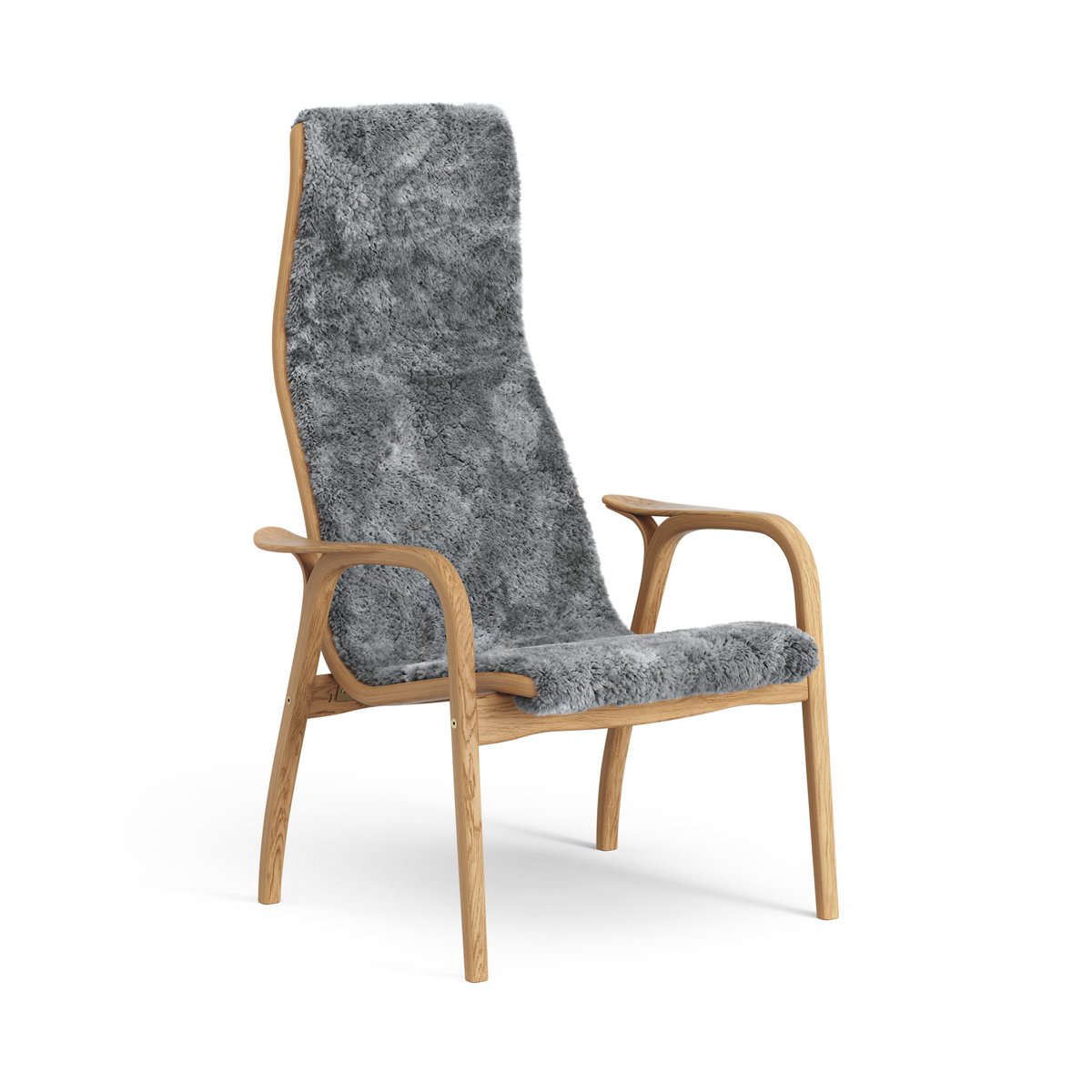 Swedese Lamino arm chair oiled oak/sheep skin Scandinavian Grey (grey)