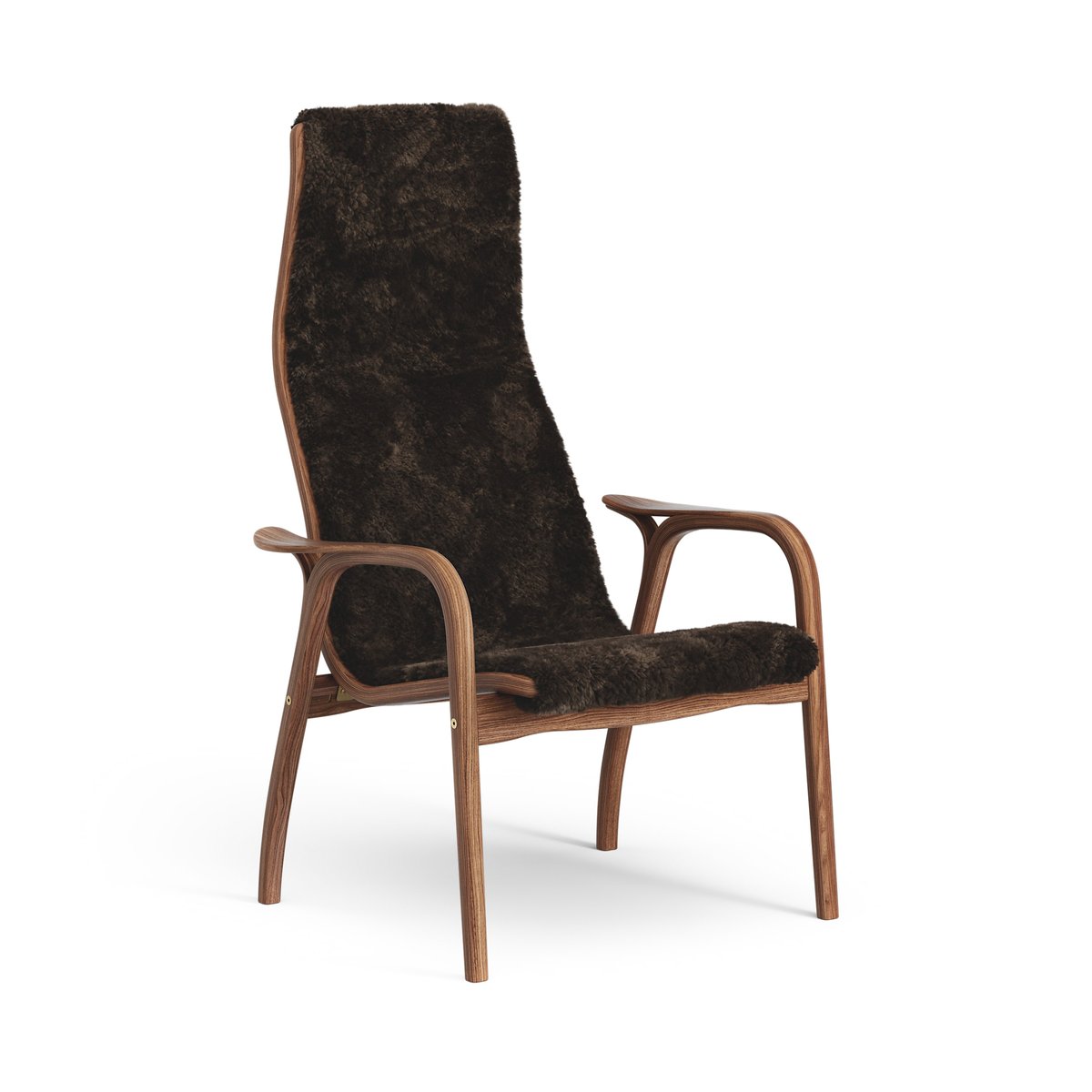 Swedese Lamino arm chair oiled walnut/sheep skin Espresso (brown)