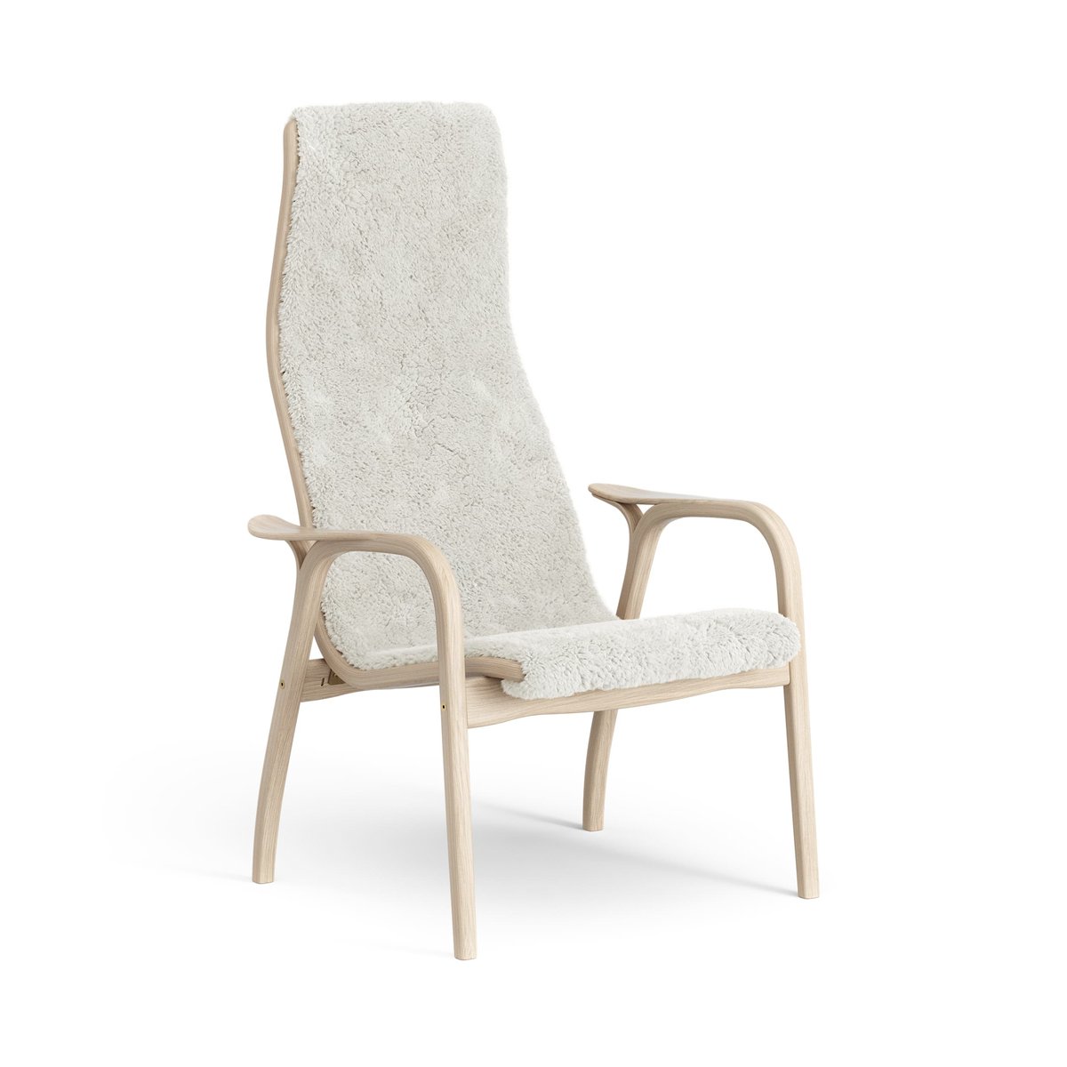 Swedese Lamino arm chair white pigmented oak/sheep skin Off white (white)