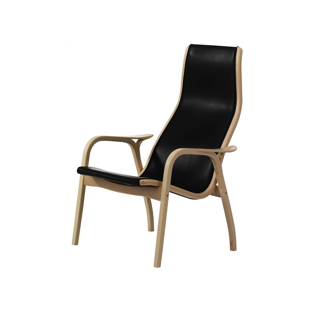 Swedese Lamino armchair Black-saddle leather-oiled oak