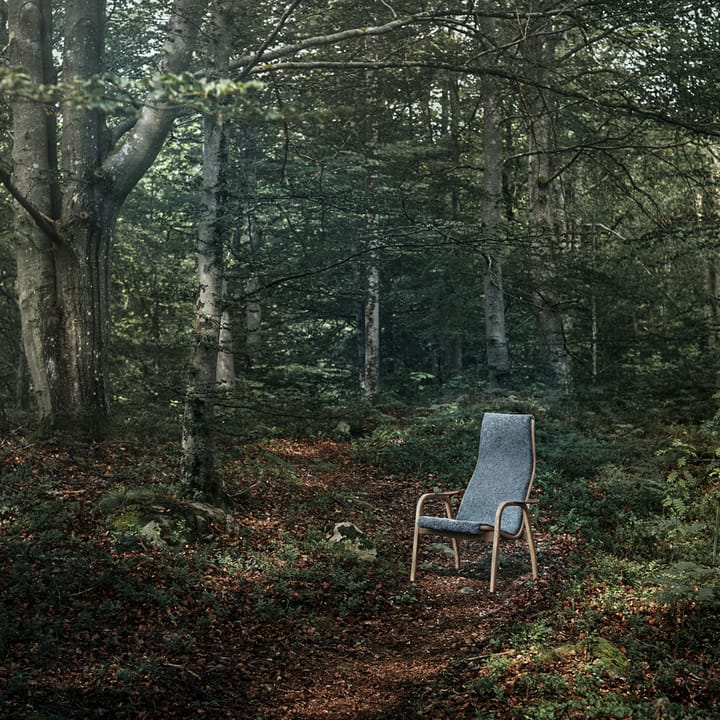 Lamino armchair, Sheepskin charcoal, lacquered walnut Swedese