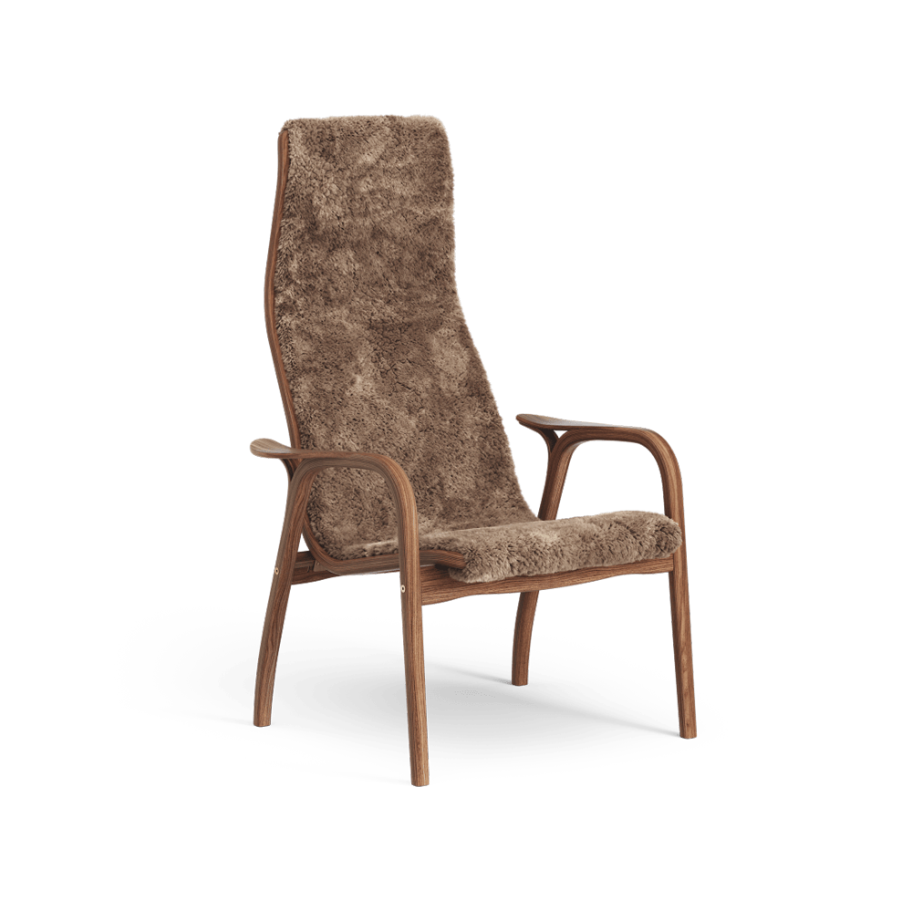 Swedese Lamino armchair Sheepskin sahara, lacquered walnut