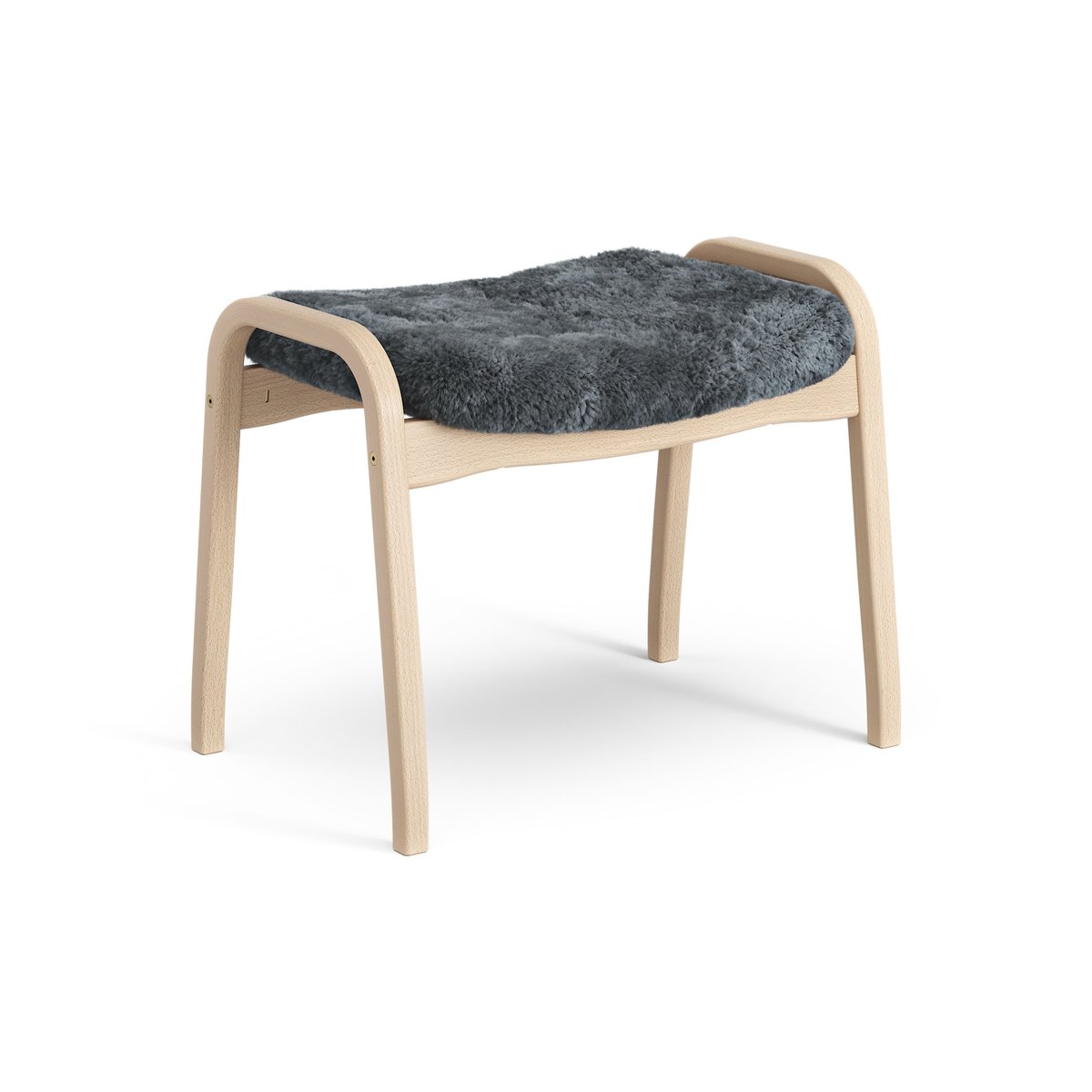 Swedese Lamino foot stool laquered beech/sheep skin Charcoal (dark grey)