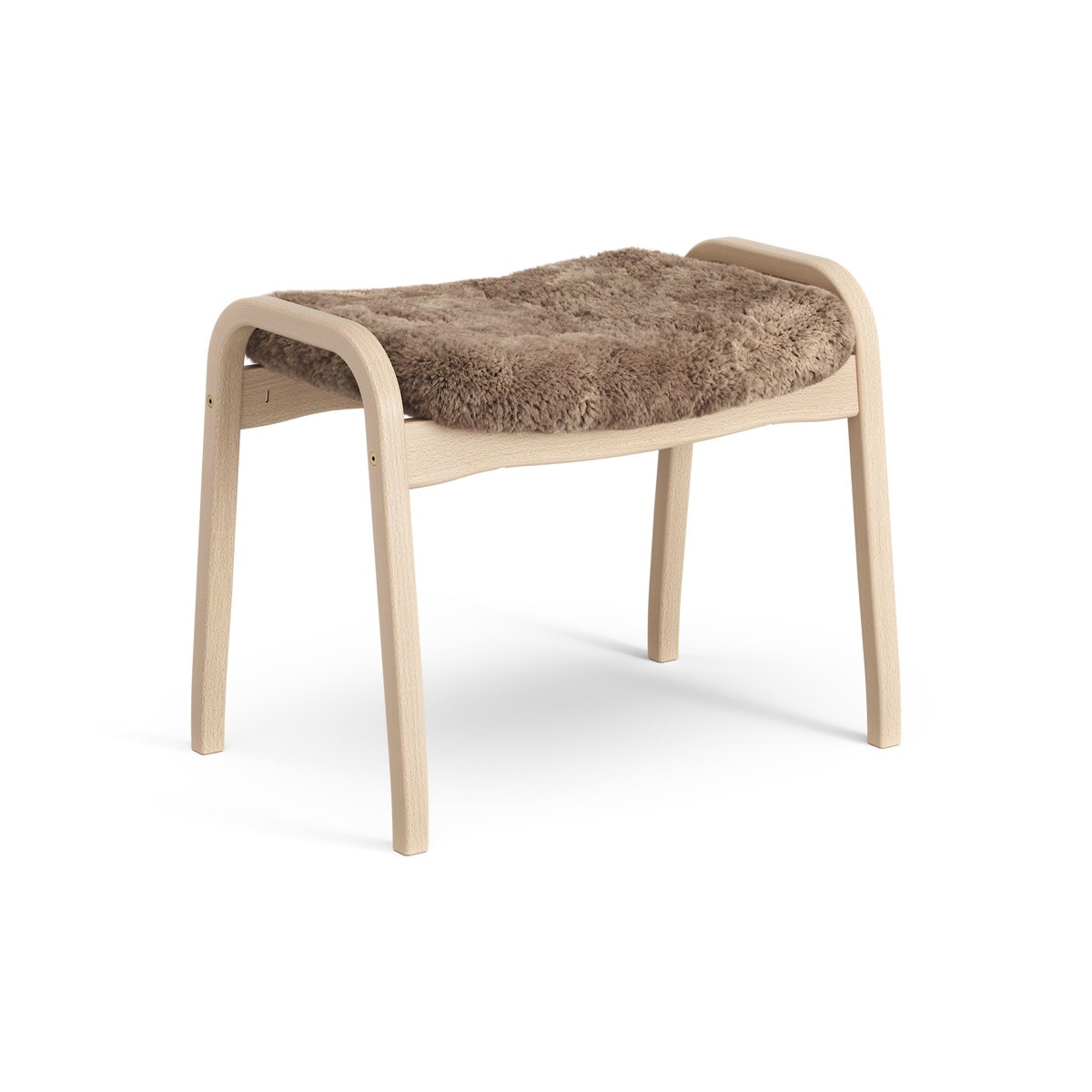 Swedese Lamino foot stool laquered beech/sheep skin Sahara (nougat brown)