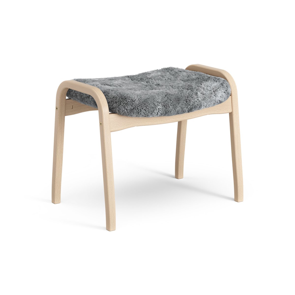 Swedese Lamino foot stool laquered beech/sheep skin Scandinavian Grey (grey)