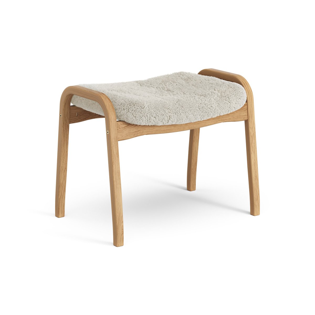 Swedese Lamino foot stool oiled oak/sheep skin Moonlight (beige)