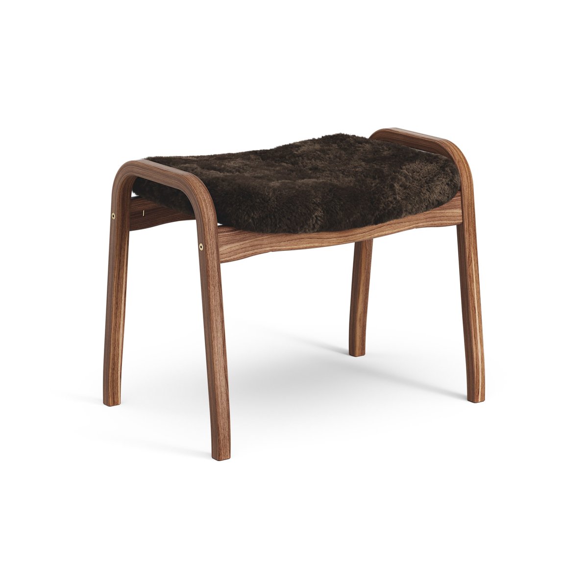 Swedese Lamino foot stool oiled walnut/sheep skin Espresso (brown)