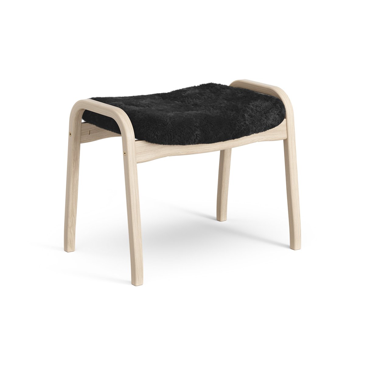 Swedese Lamino foot stool white pigmented oak/sheep skin Black (black)