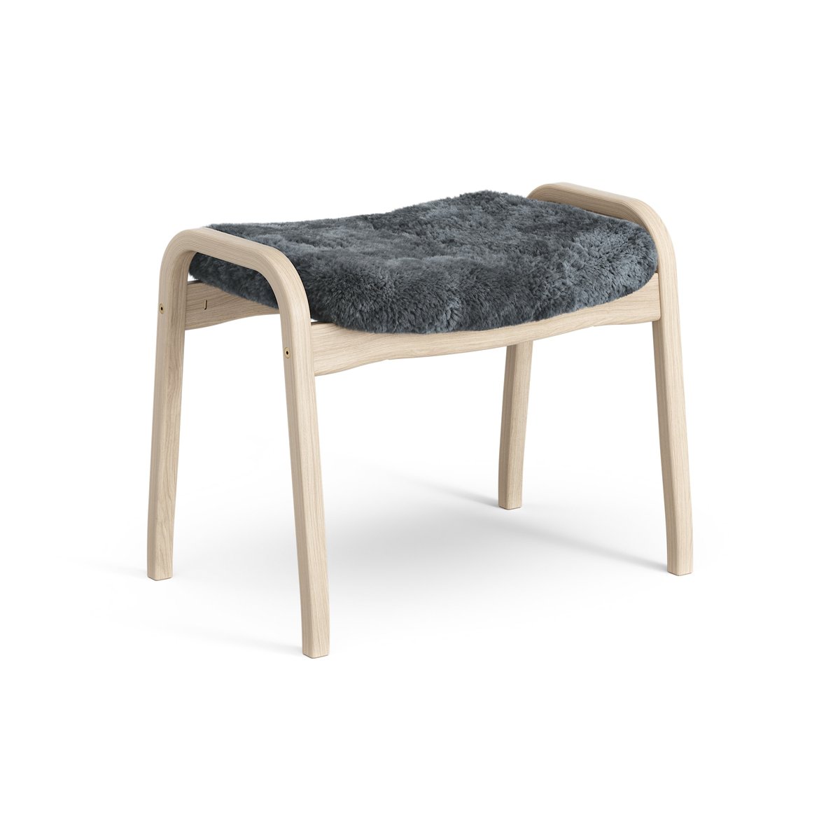 Swedese Lamino foot stool white pigmented oak/sheep skin Charcoal (dark grey)