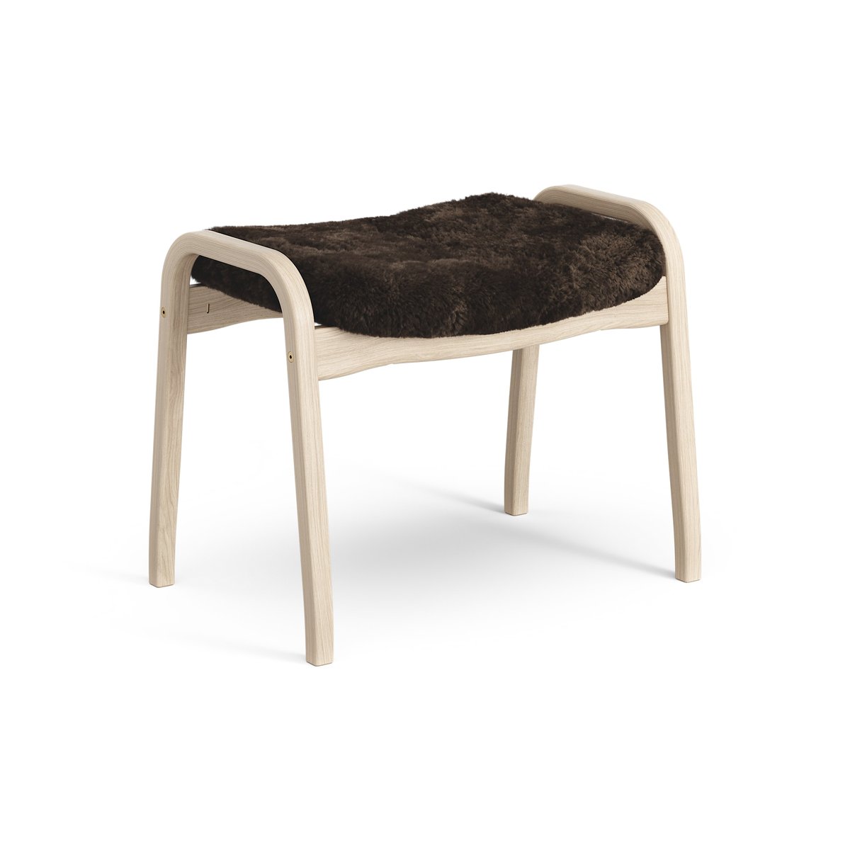 Swedese Lamino foot stool white pigmented oak/sheep skin Espresso (brown)