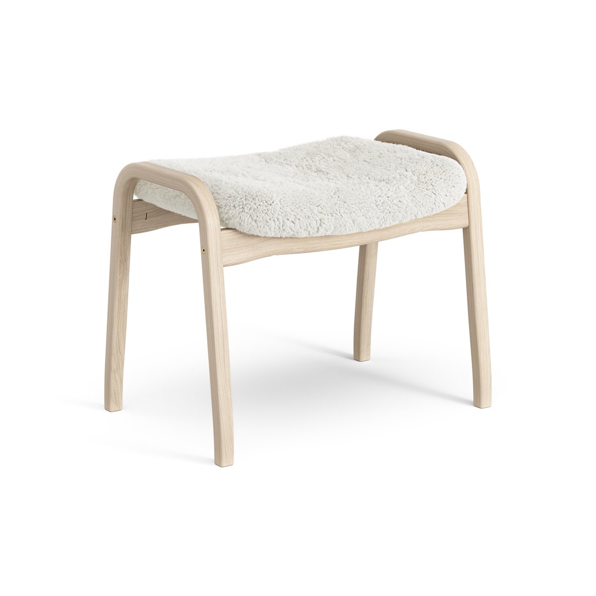 Swedese Lamino foot stool white pigmented oak/sheep skin Off white (white)