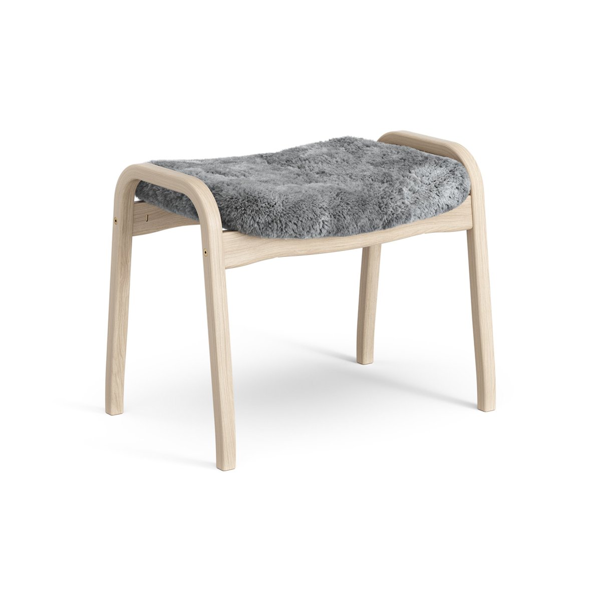 Swedese Lamino foot stool white pigmented oak/sheep skin Scandinavian Grey (grey)