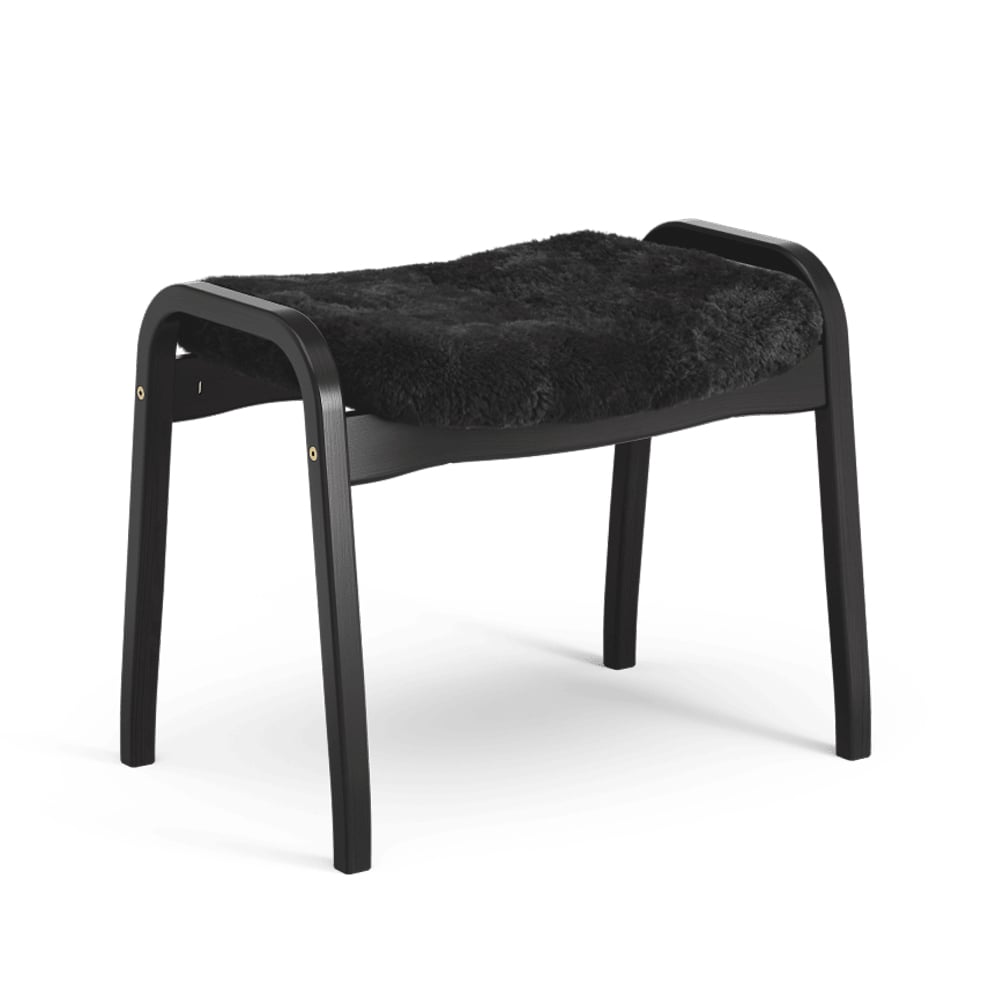 Swedese Lamino footstool Sheepskin black-black stained beech