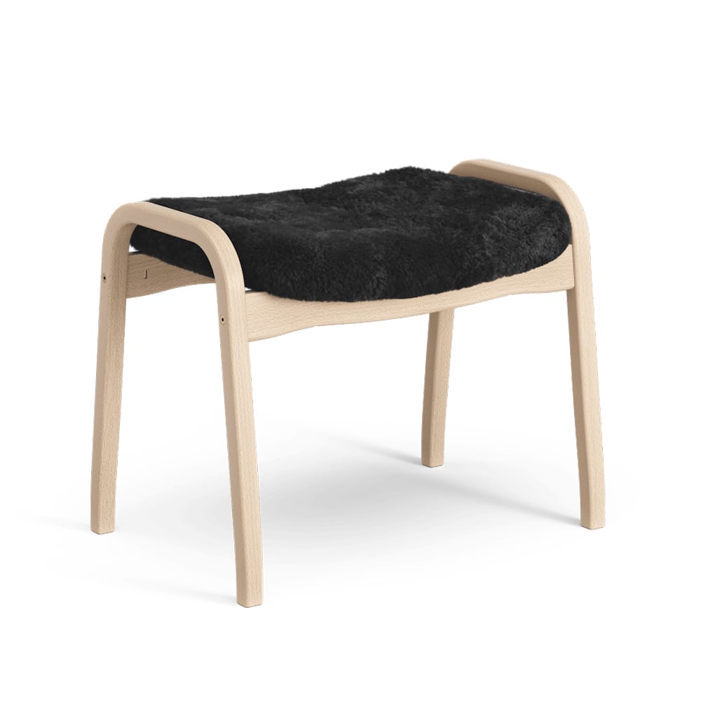 Swedese Lamino footstool Sheepskin black-natural lacquered beech