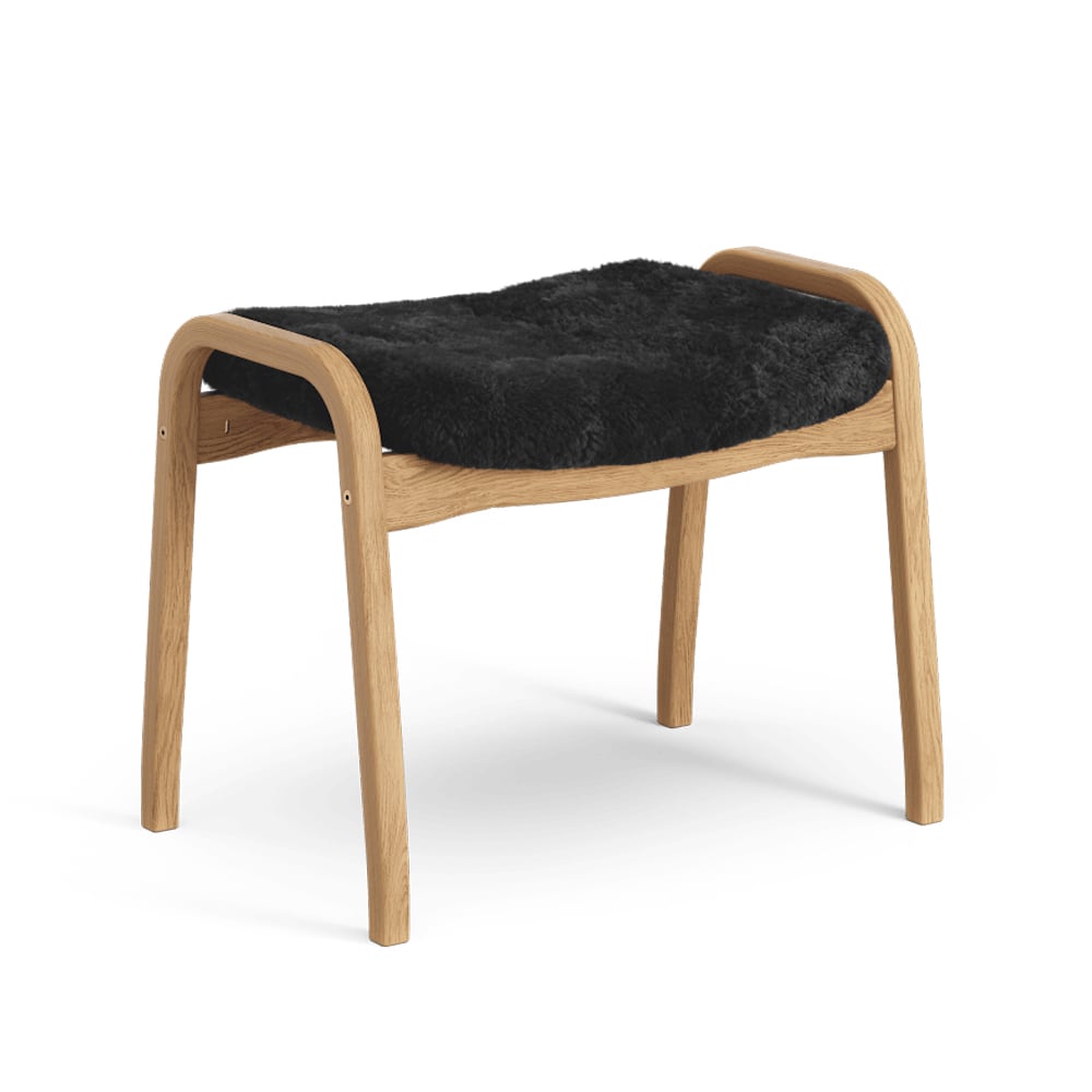 Swedese Lamino footstool Sheepskin black, oiled oak