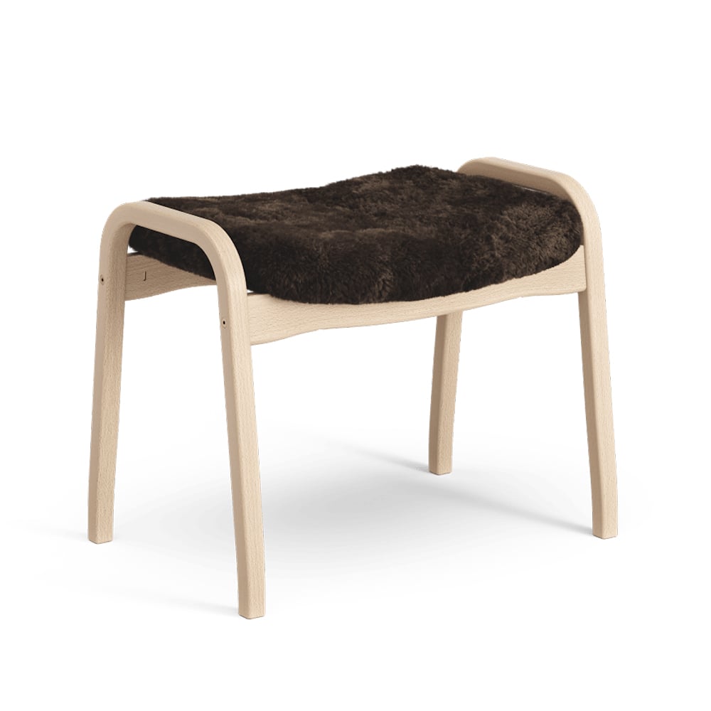 Swedese Lamino footstool Sheepskin espresso, natural lacquered beech