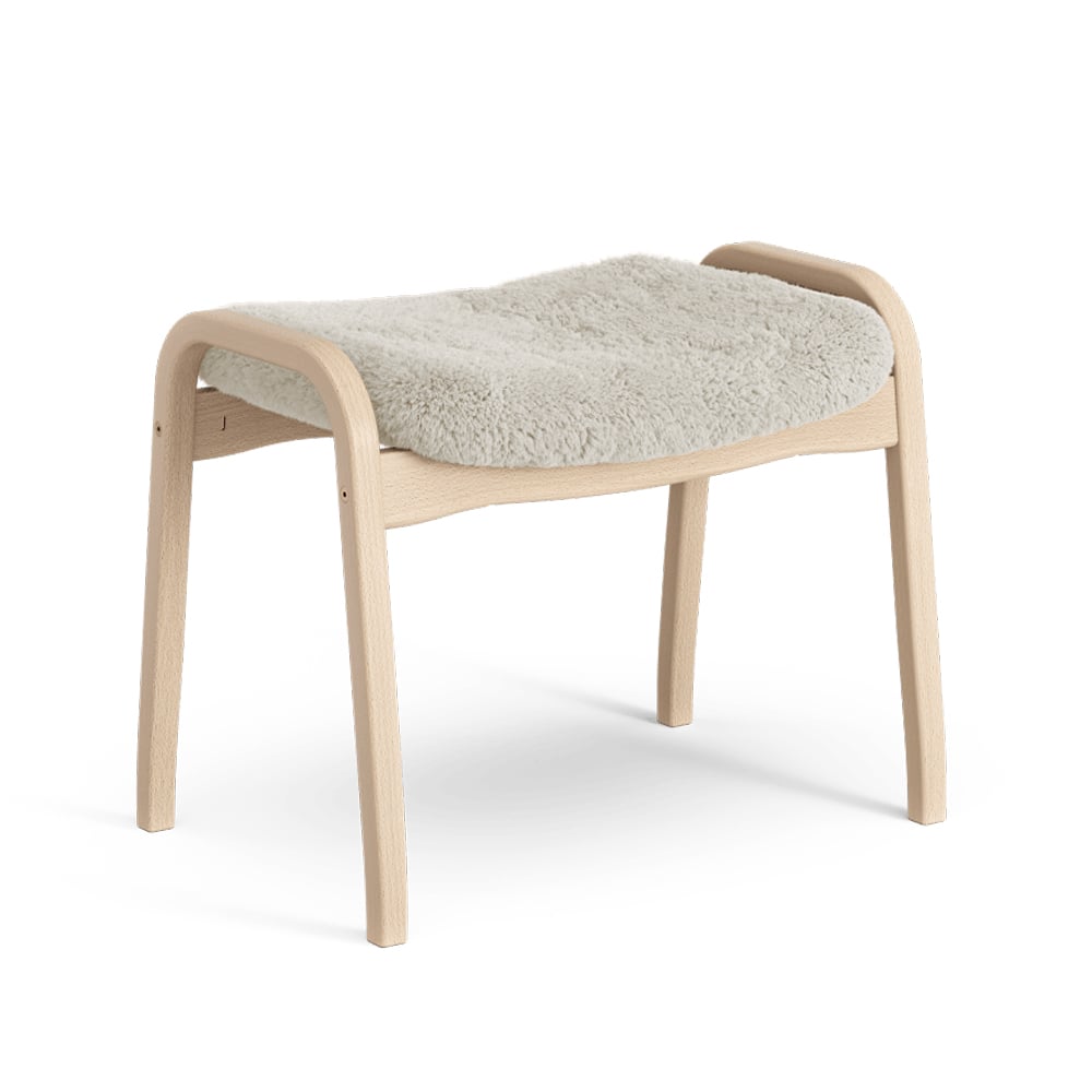 Swedese Lamino footstool Sheepskin moonlight, natural lacquered beech