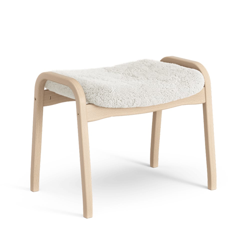 Swedese Lamino footstool Sheepskin off-white, natural lacquered beech