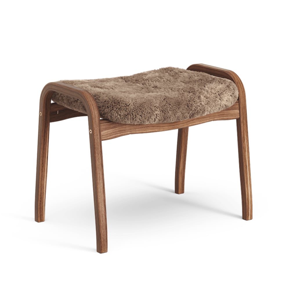 Swedese Lamino footstool Sheepskin sahara, natural lacquered walnut