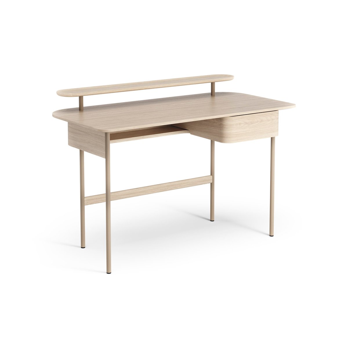 Swedese Luna desk with drawer and shelf Oak white-pigmented