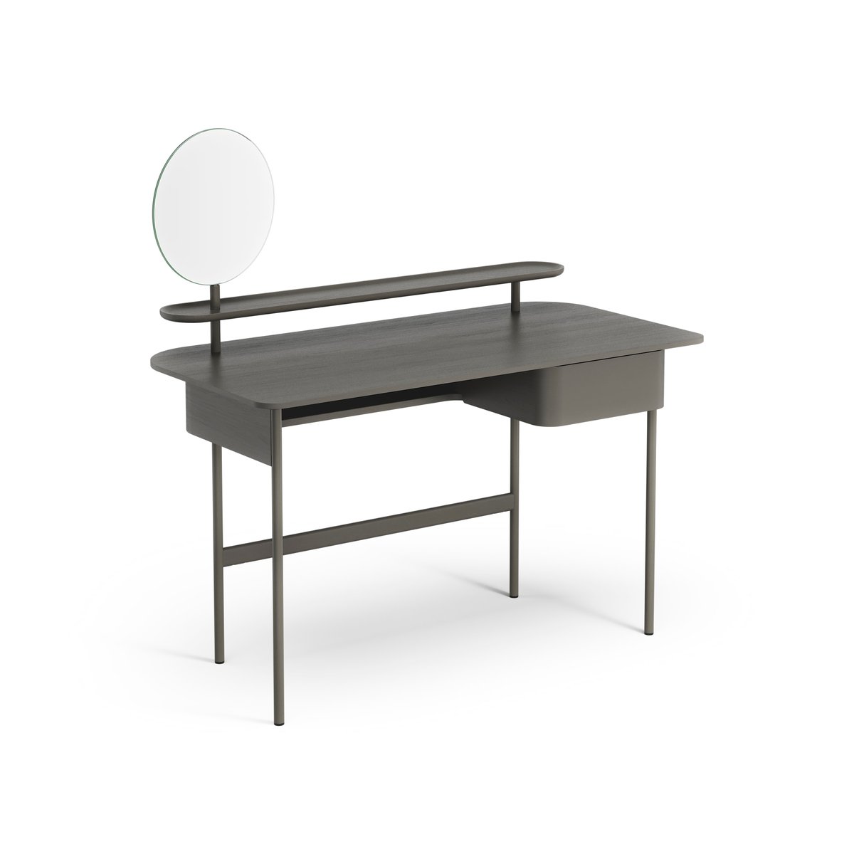 Swedese Luna desk with drawer, shelf and mirror Oak orkan grey