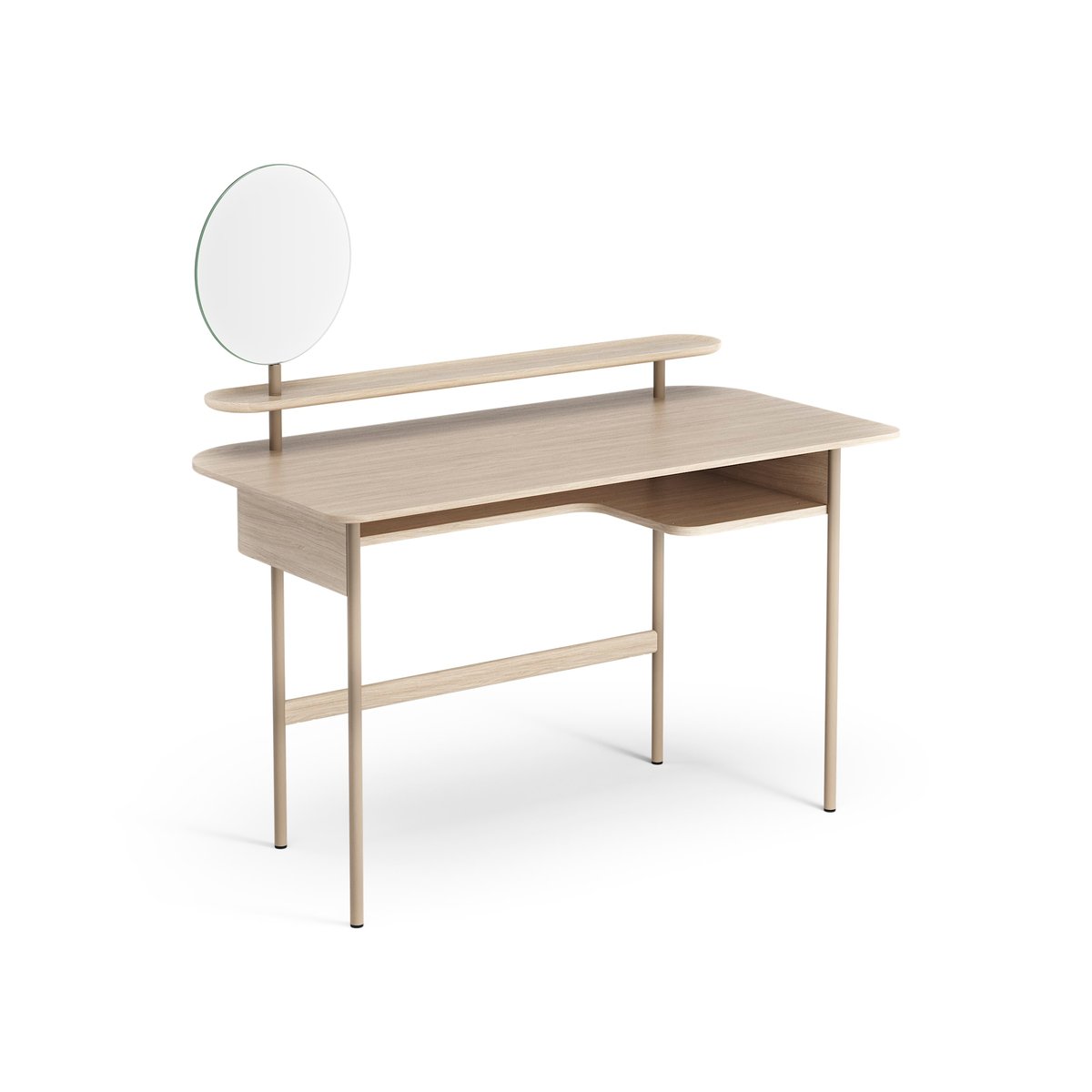 Swedese Luna desk with shelf and mirror Oak white-pigmented