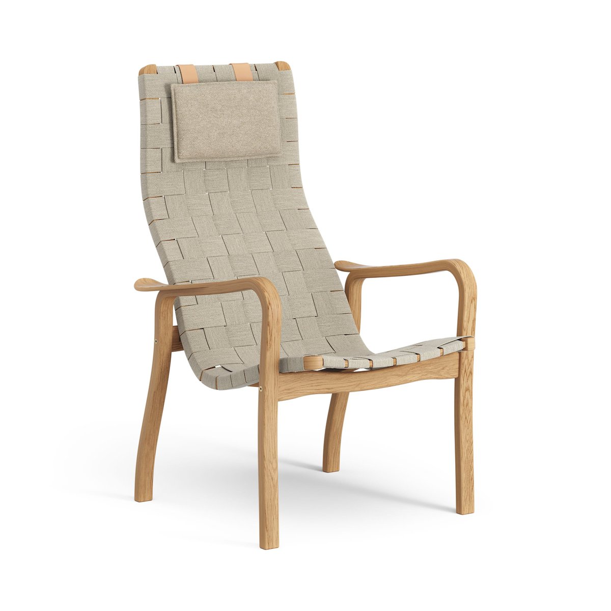 Swedese Primo arm chair high with neck cushion oiled oak Natural