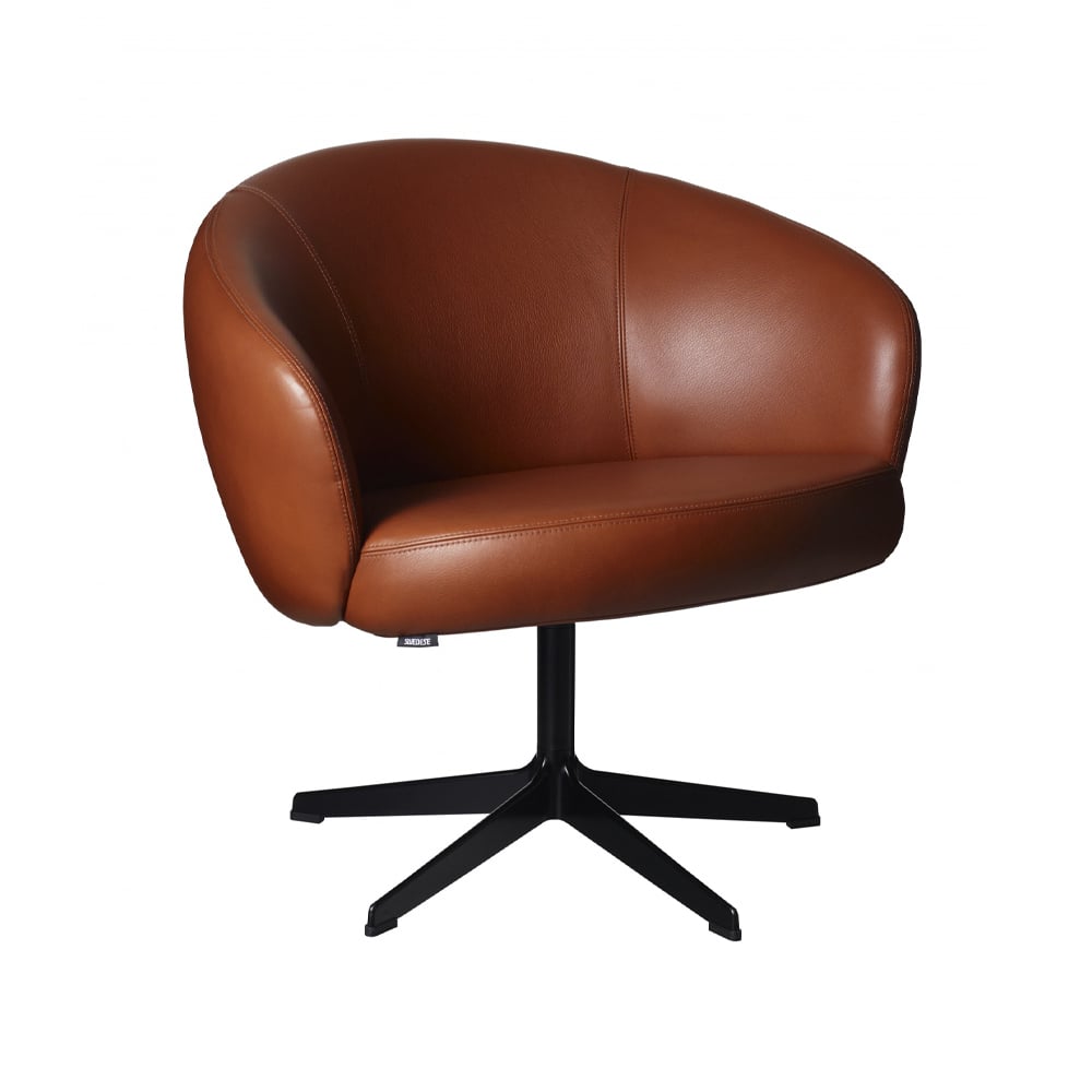 Swedese Rondino armchair Leather elmosoft 33001 brown, black lacquered base