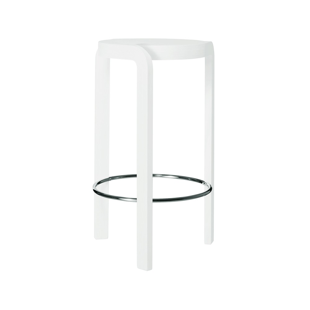 Swedese Spin barstool Ash white glaze, foot ring in chrome