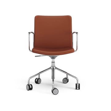 Stella office chair adjustable - Leather elmosoft 33004 brown, chrome, without flexible back - Swedese