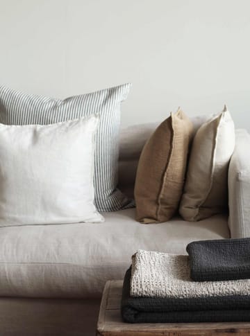 Stonewashed linen pillowcase 65x65 cm - Grey-white - Tell Me More