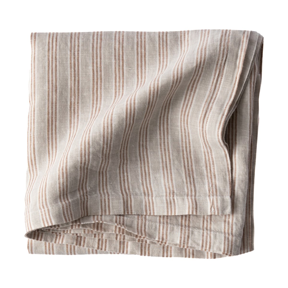 Tell Me More Tablecloth linen 175x175 cm Hazelnut stripe