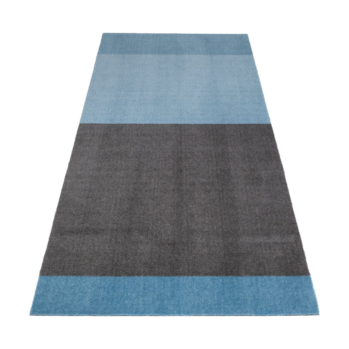 tica copenhagen Stripes by tica. horizontal. hallway rug Blue-steel grey. 90x200 cm