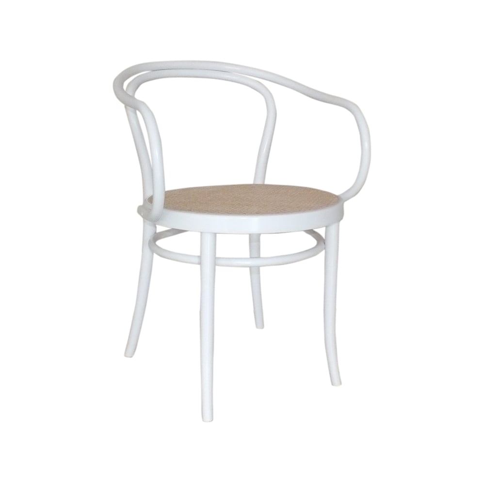 TON Ton no.30 armchair rattan seat White stained B20-New Rotting