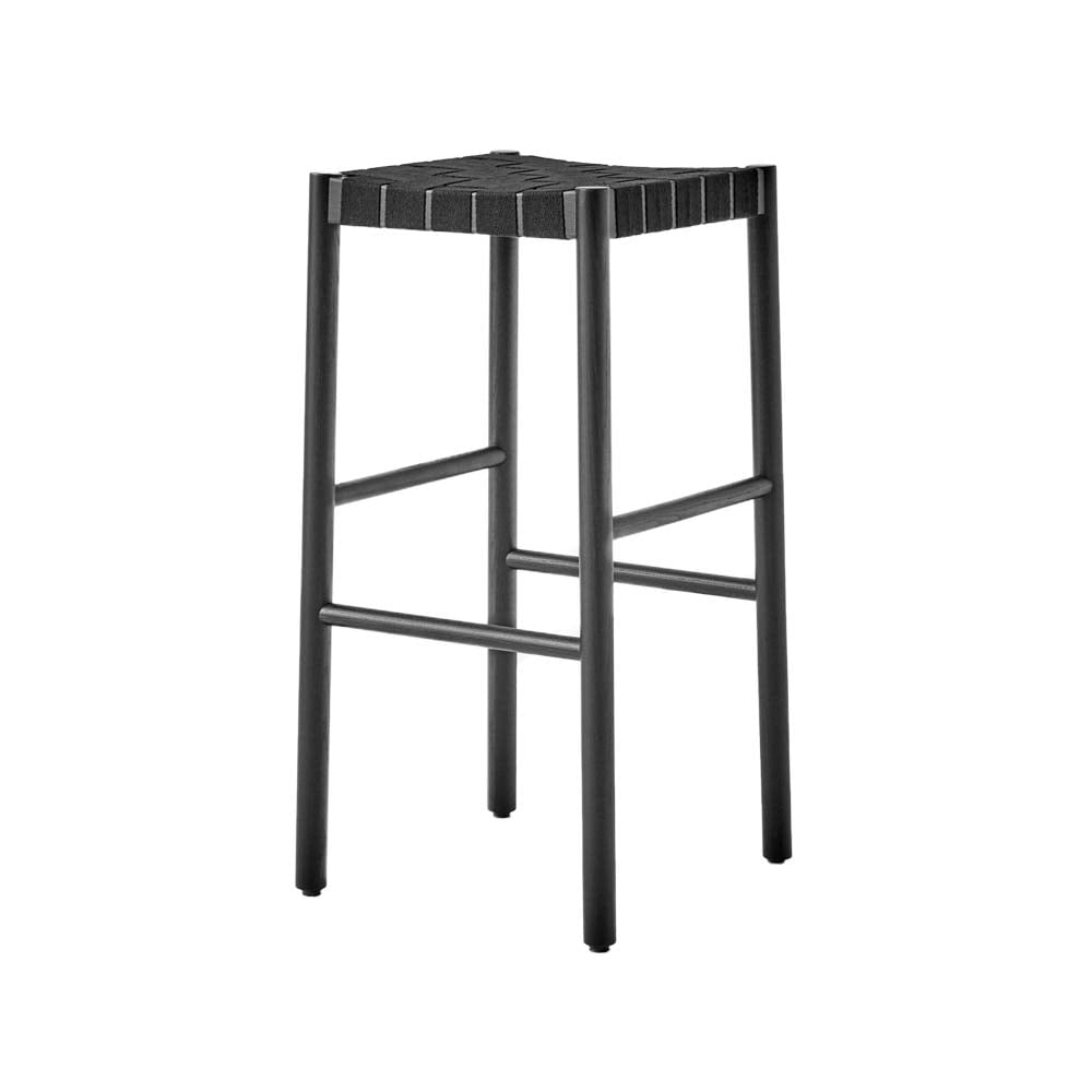 &Tradition Betty TK8 barstool Black, black braided linen band seat