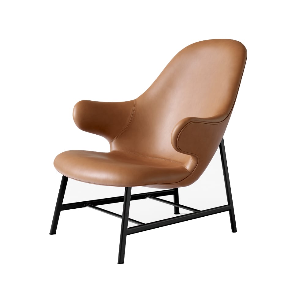 &Tradition Catch JH13 lounge chair Leather silk cognac, black powder coated legs